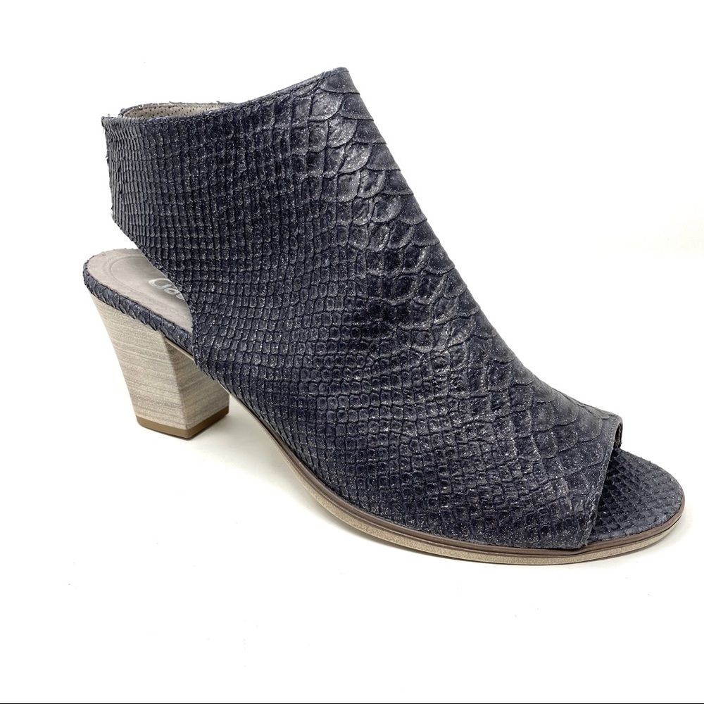 Gabor open toe bootie sandals diamond snake black leather